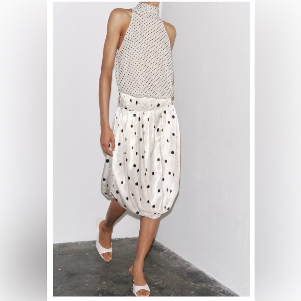 ZARA White Polka Dot Skirt